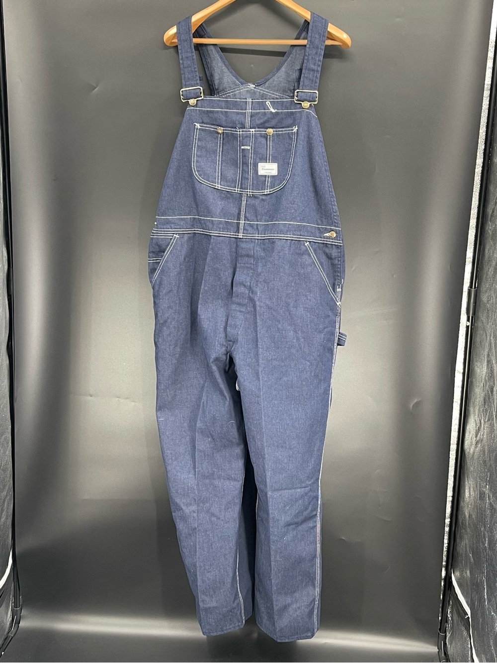 Vintage 1960s Sears Tradewear Denim Work Bib Overalls Union Made Workwear 46x30